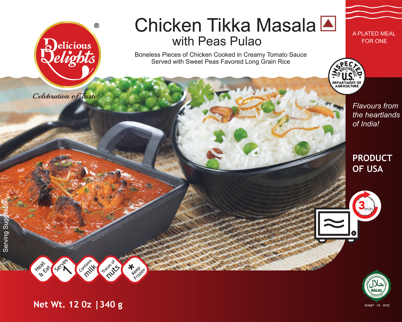 Delicious Delights Chicken Tikka Masala with Peas Pulao