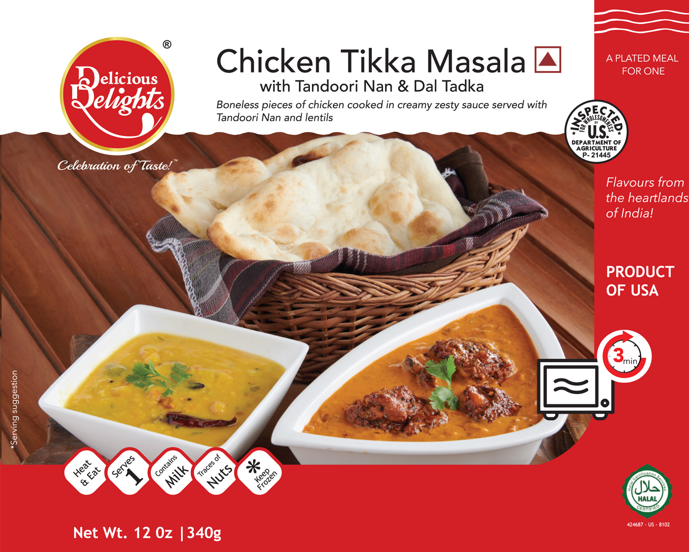 Delicious Delights Chicken Tikka Masala with Tandoori Nan and Dal Tadka