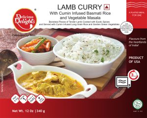 Delicious Delights Lamb Curry with Cumin Infused Basmati Rice and Vegetable Masala