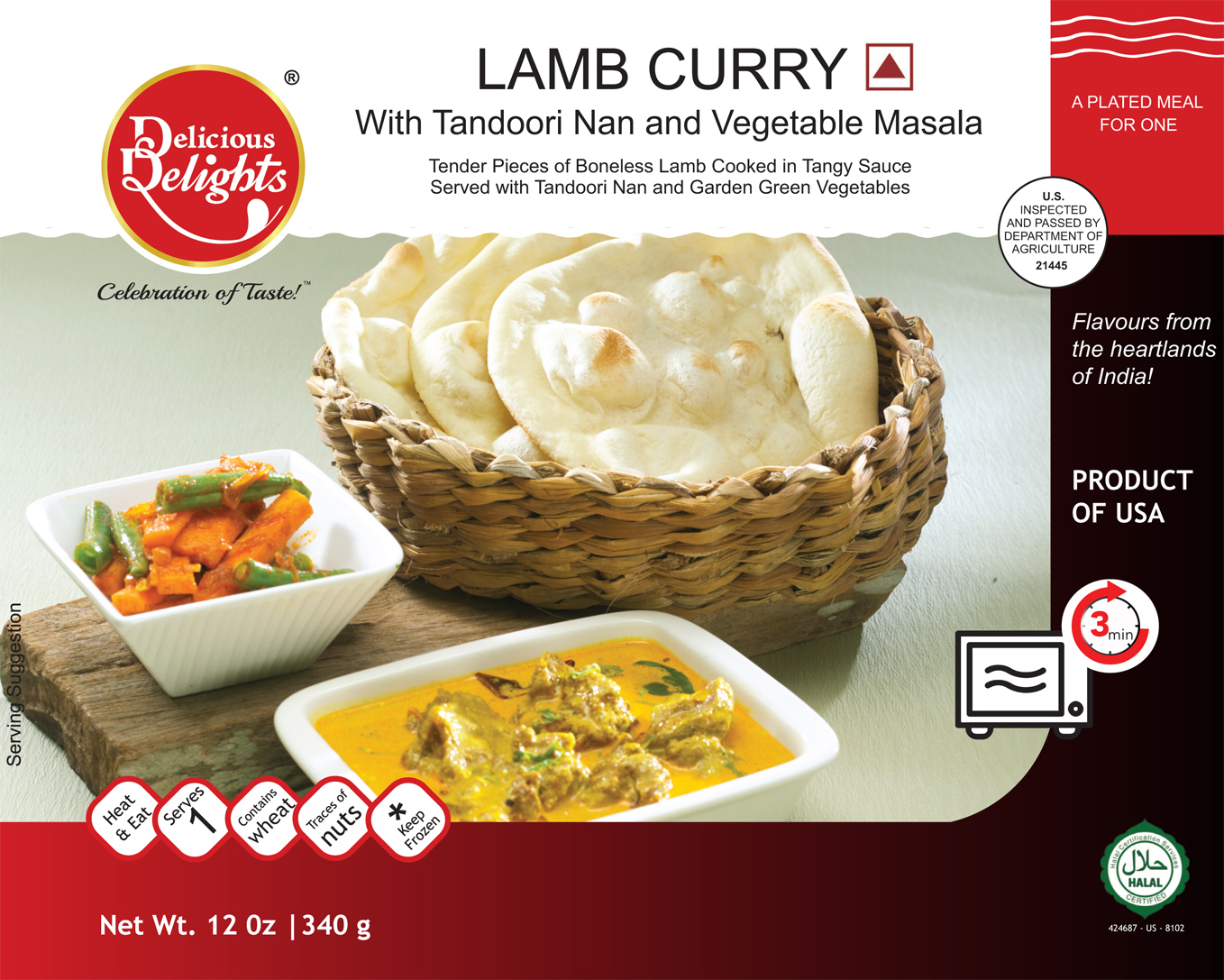 Delicious Delights Lamb Curry with Tandoori Nan and Vegetable Masala